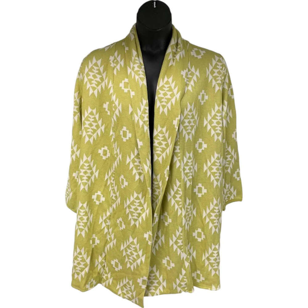 Antthony "All For You" Aztec Print Sweater Cardigan Lemon Grass - Regular